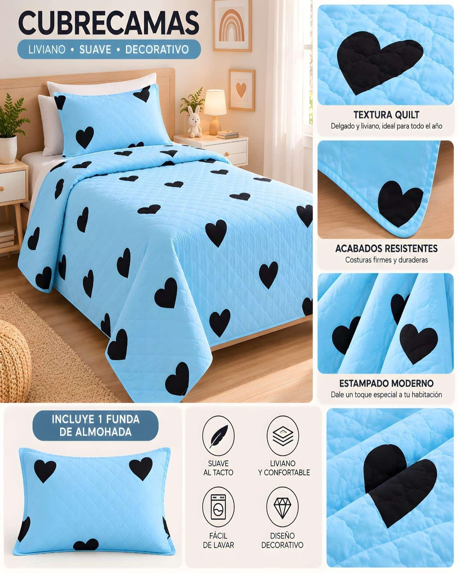 Cubrecama Quilt Verano 1.5 Plazas + Almohada 06-4
