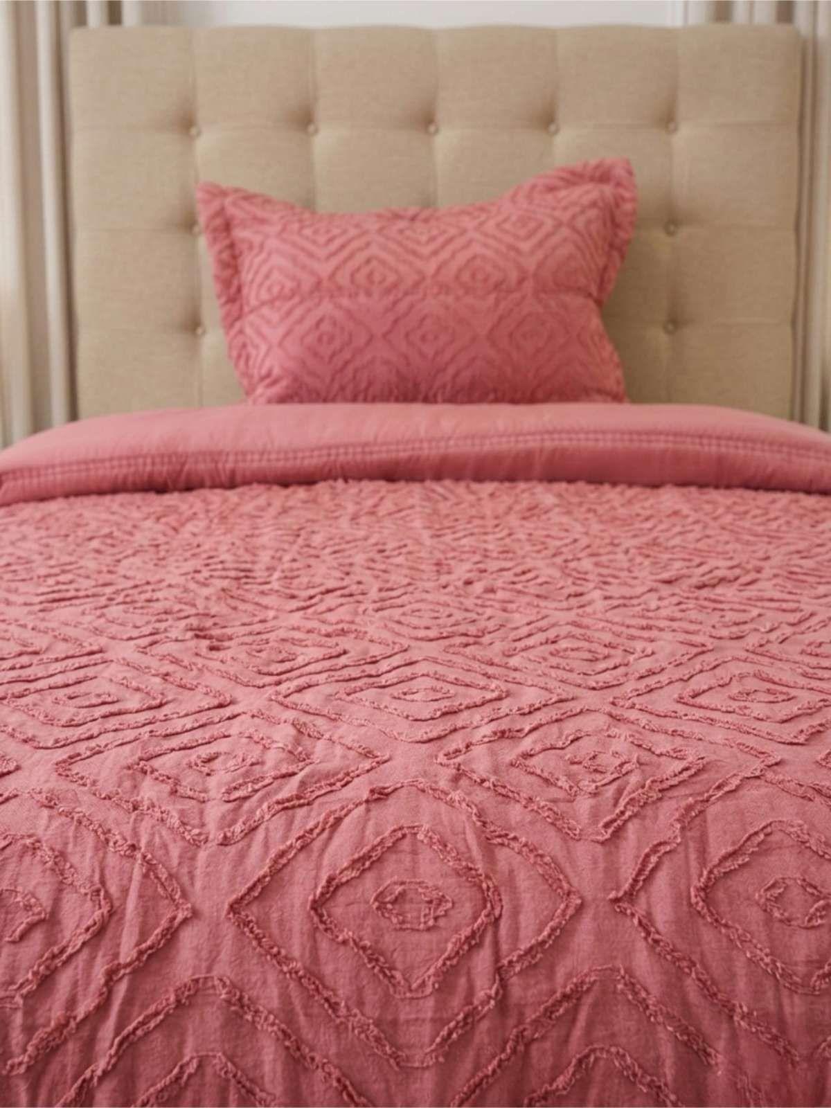 Plumón Nordicos 1.5 Plazas Diseño Geométrico + Funda rosa-3