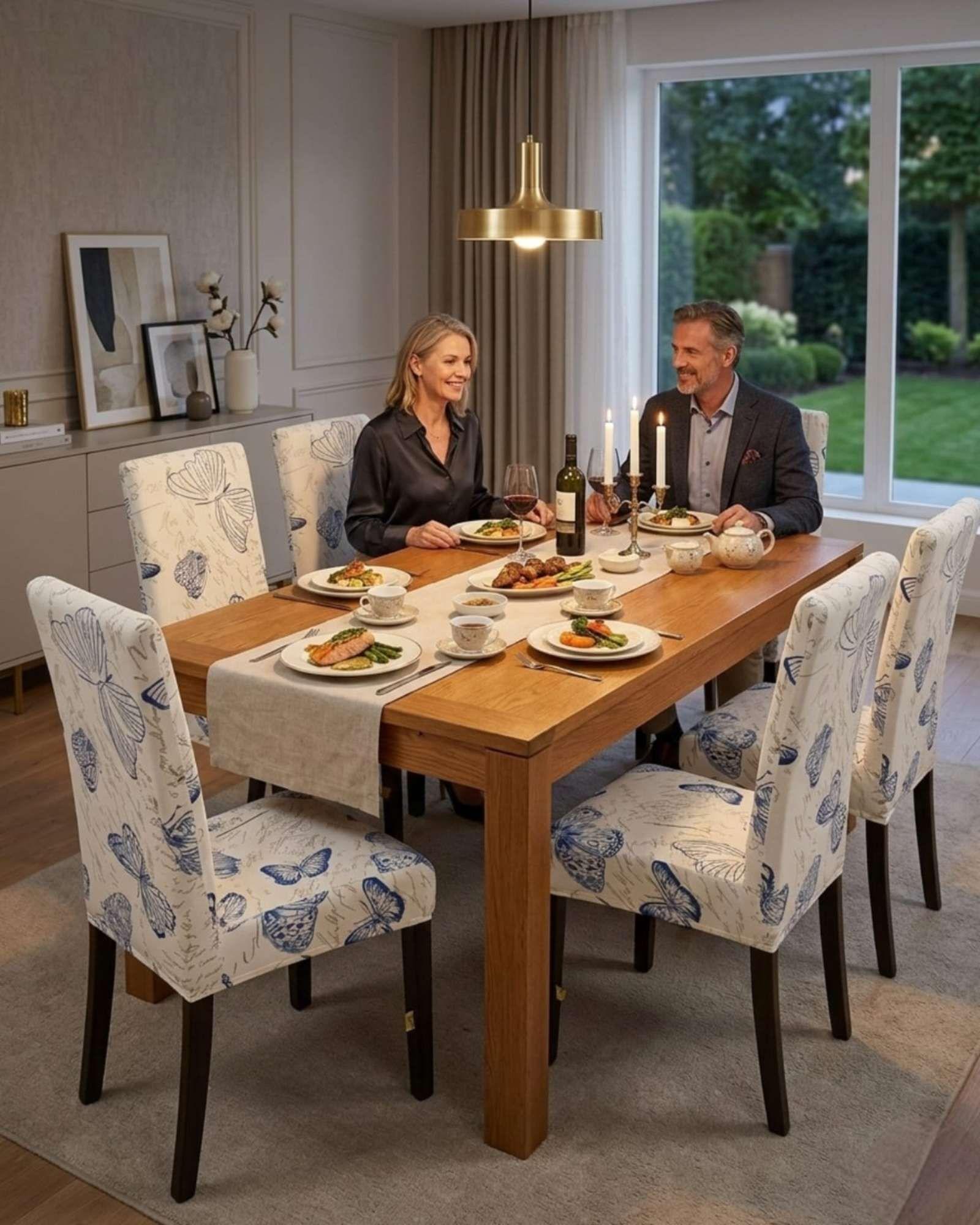 JUEGOS DE 6 FUNDAS PARA SILLAS  CON DISEÑO ELASTICO M15-2