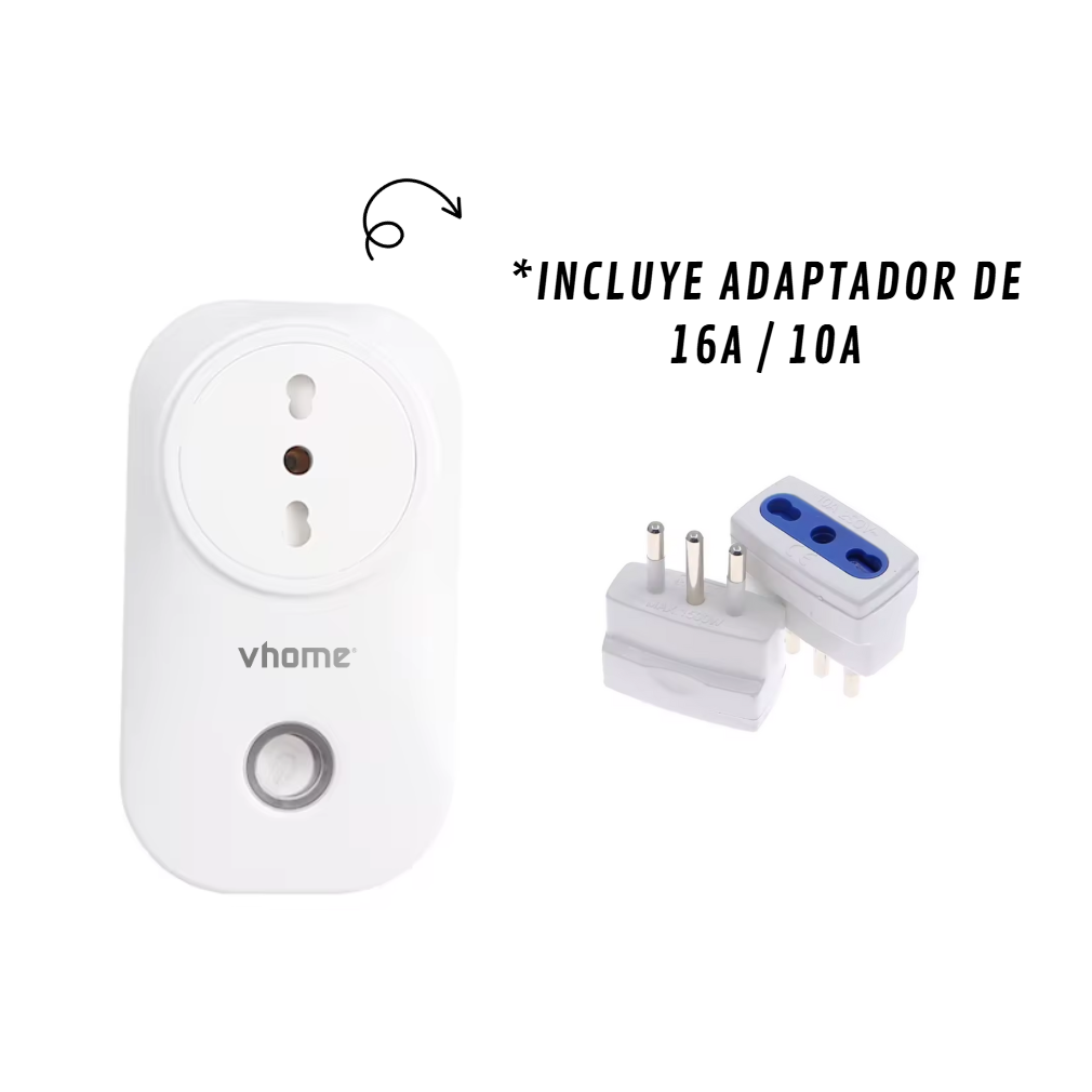 Enchufe y Medidor de Consumo Wifi Vhome M1 con Toma 16A + Adaptador-1