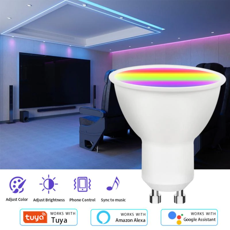 Ampolleta Wifi Dicroica GU10 Vhome Compatible Con Alexa y Google-3