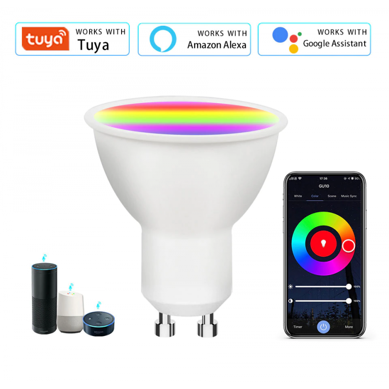 Ampolleta Wifi Dicroica GU10 Vhome Compatible Con Alexa y Google-2