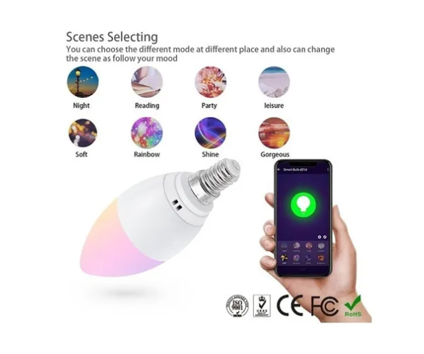 Ampolleta E14 Wifi Vhome RGB Compatible Con Alexa Y Google-3