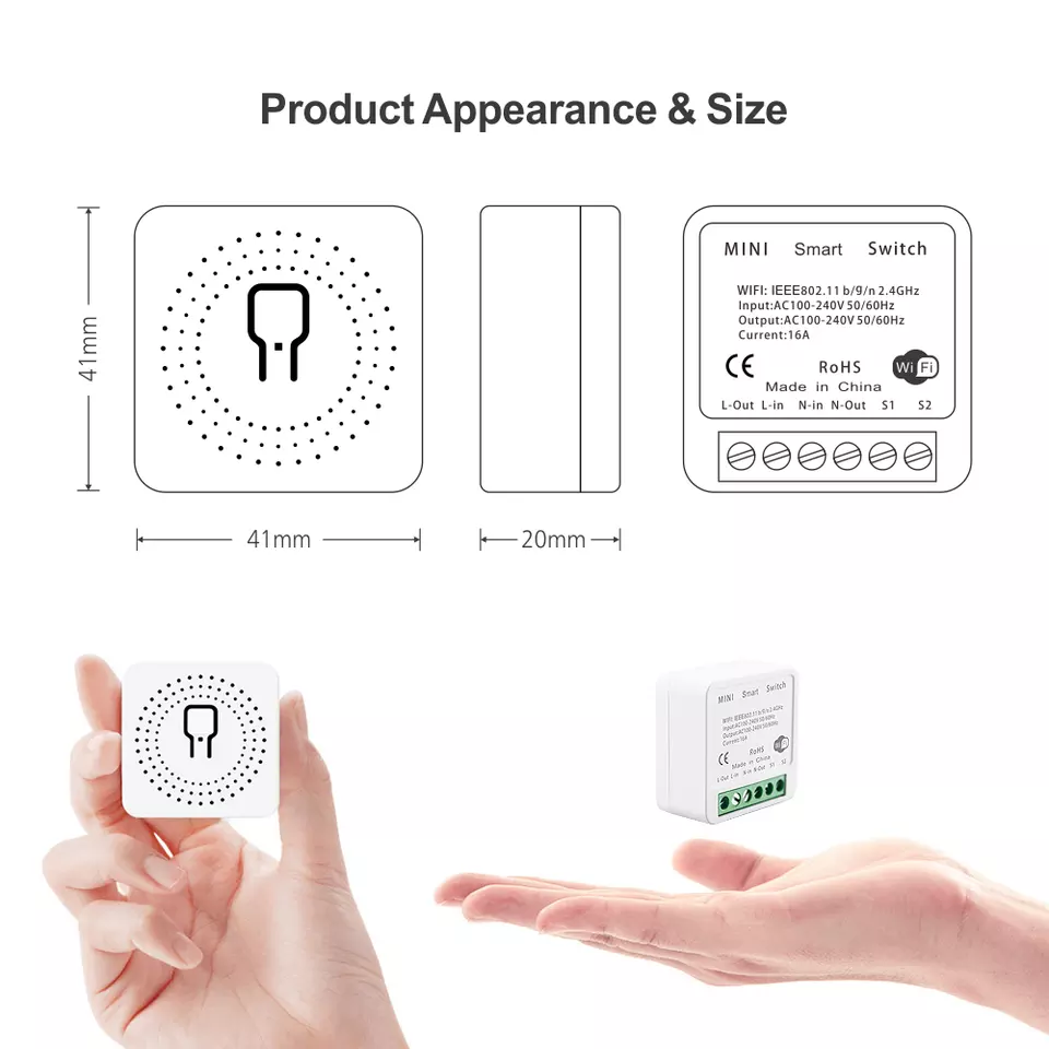 Modulo Interruptor o Enchufe Wifi Vhome Mini 16A 924 Compatible Alexa Google-5