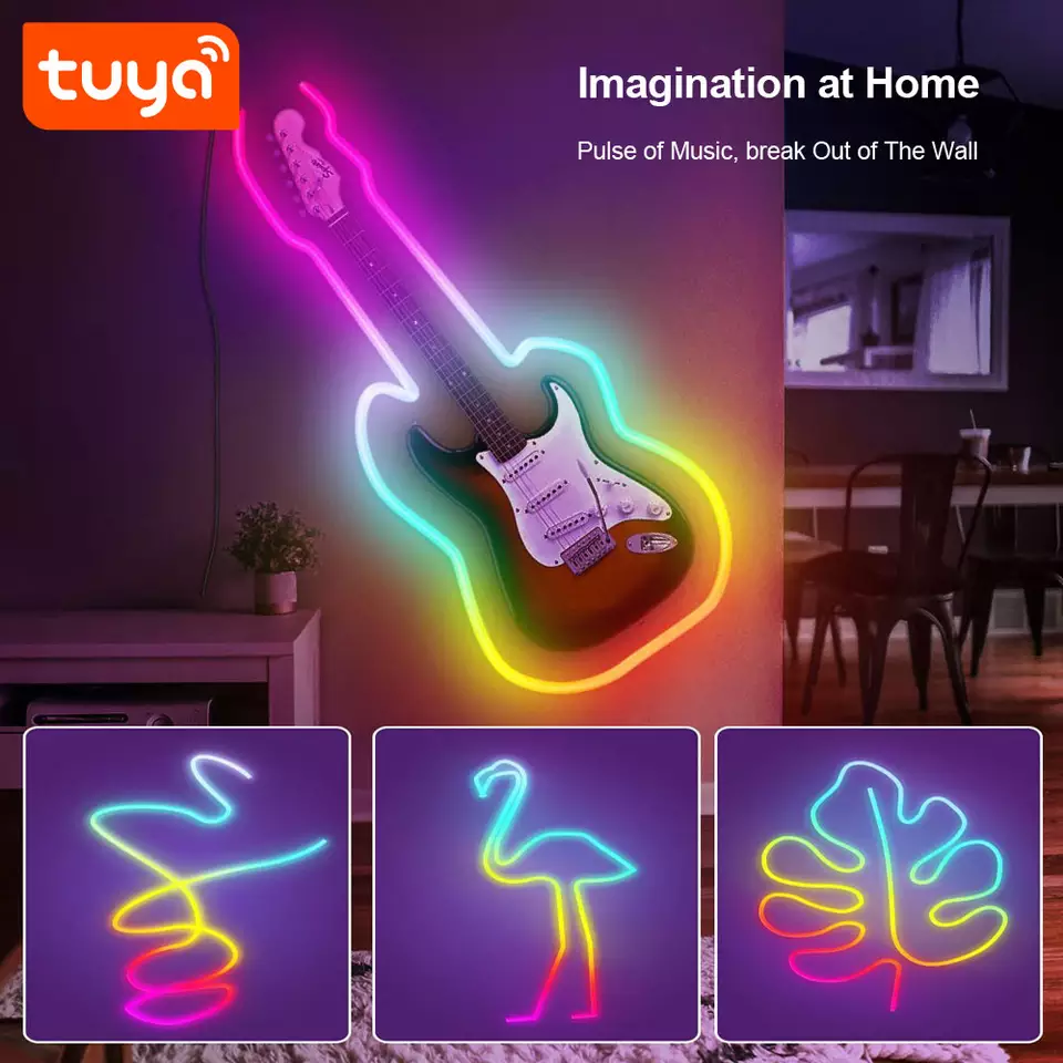 Cinta Neón Led Flexible Wifi y Bluetooth RGB 5mts 24W IP67 Compatible con Alexa y Google-4