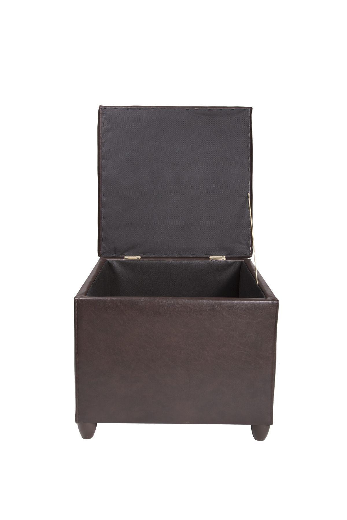 Pouf Baúl Rucato PU Café Cuerina 46x46x50 cm Máxima Design-3