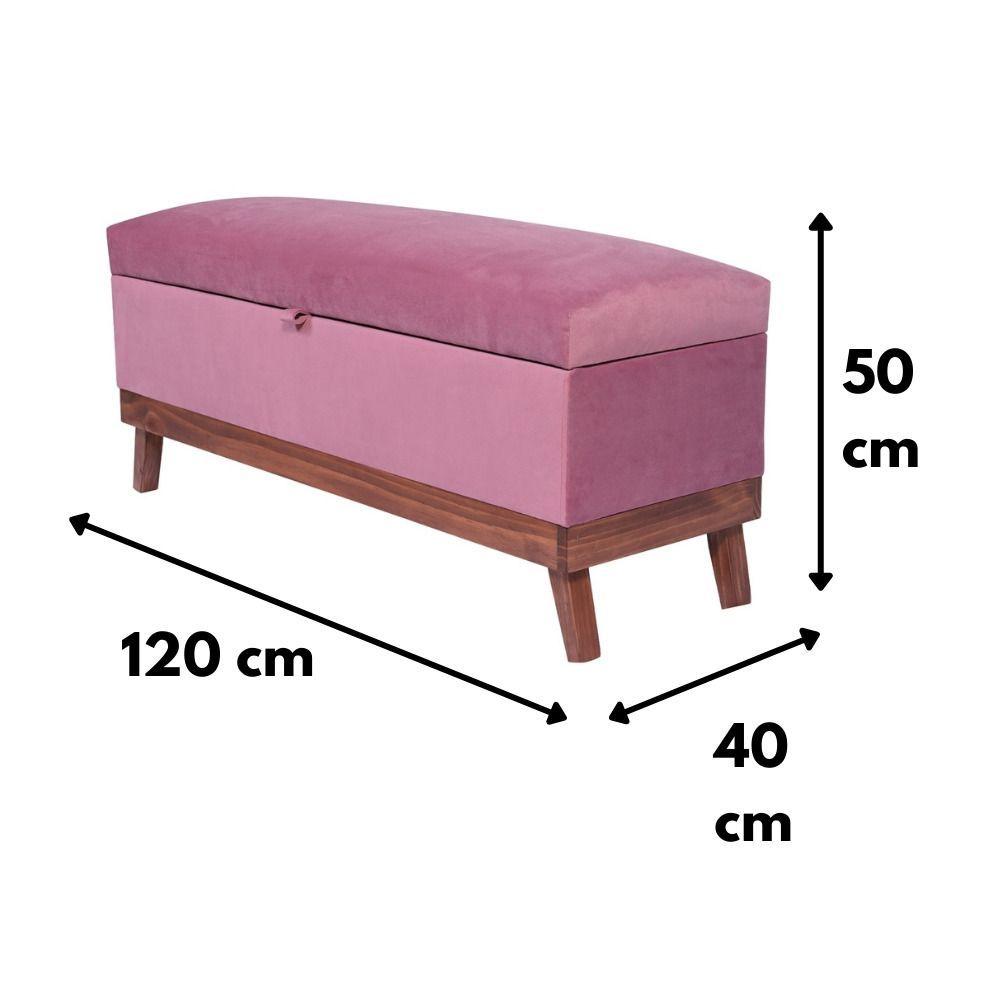 Banqueta con Baúl Incy Palo De Rosa Felpa 120x40x50 cm Máxima Design-3