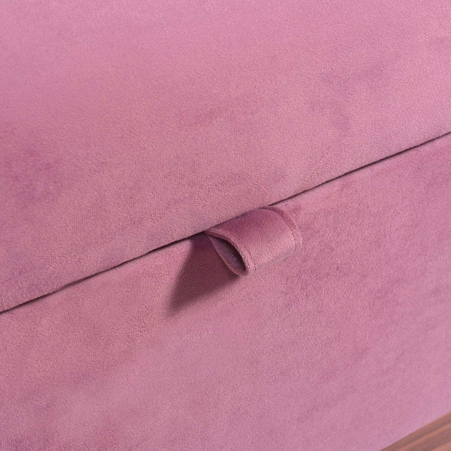 Banqueta con Baúl Incy Palo De Rosa Felpa 120x40x50 cm Máxima Design-5