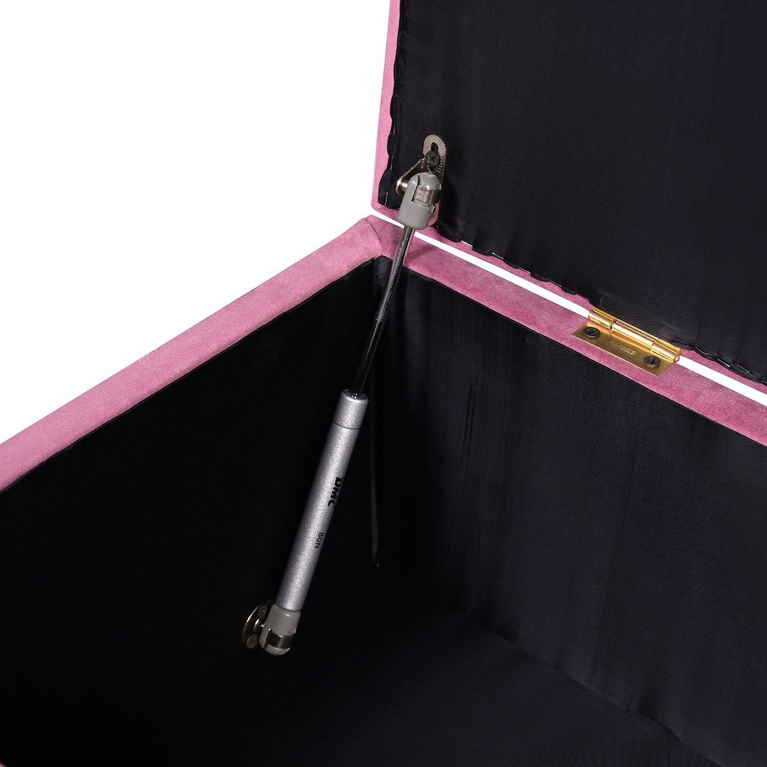 Banqueta con Baúl Incy Palo De Rosa Felpa 120x40x50 cm Máxima Design-6