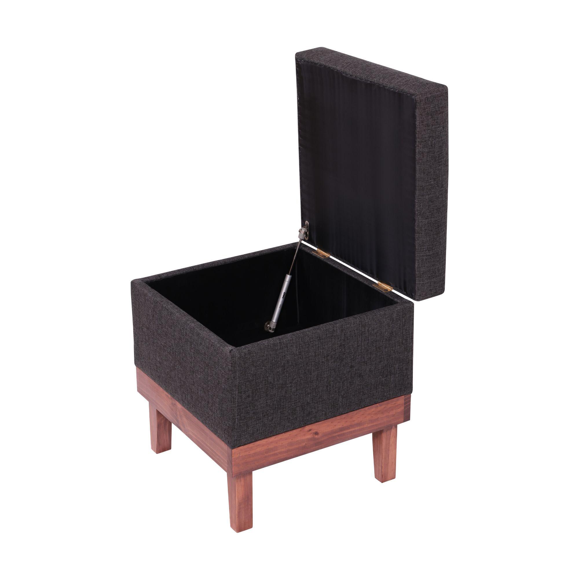 Pouf Emilia con Baúl Gris Oscuro Delta 45x45x46 Cm Máxima Design-2