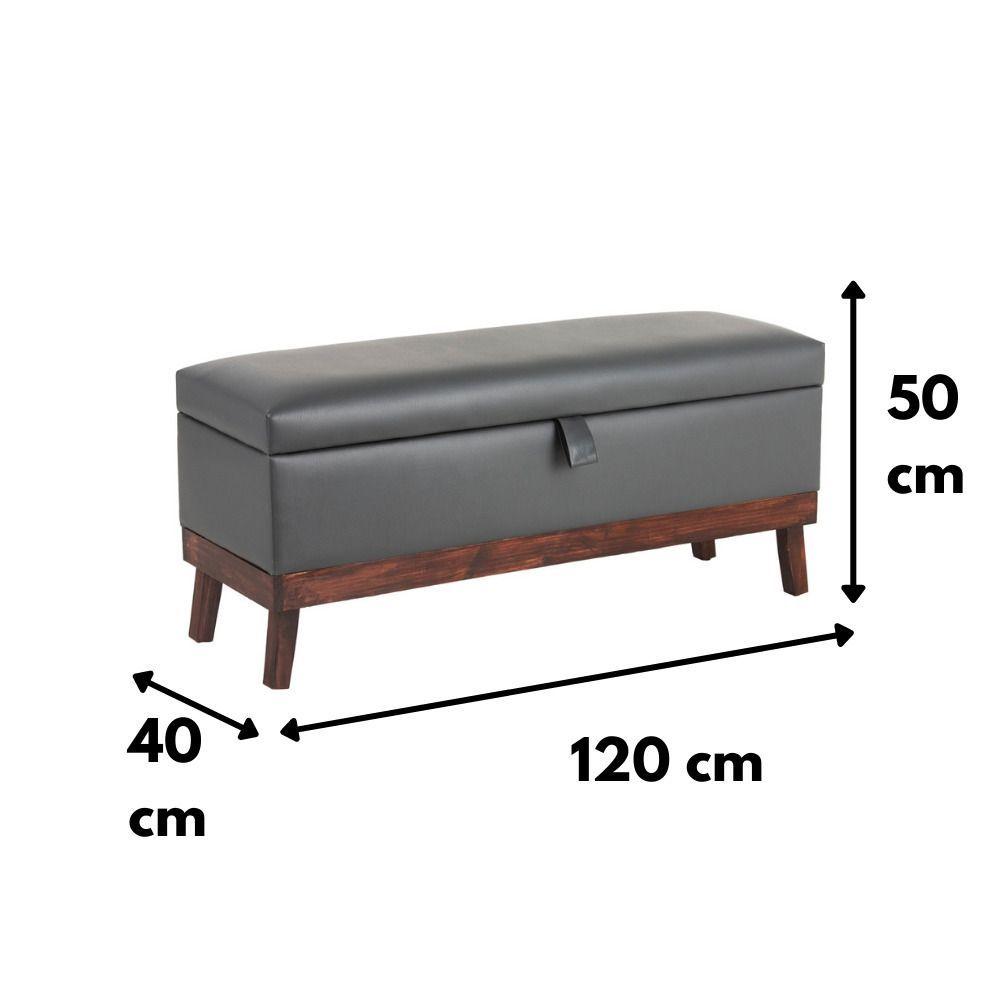 Banqueta con Baúl Incy Gris Eco Cuero 120x40x50 cm Máxima Design-3