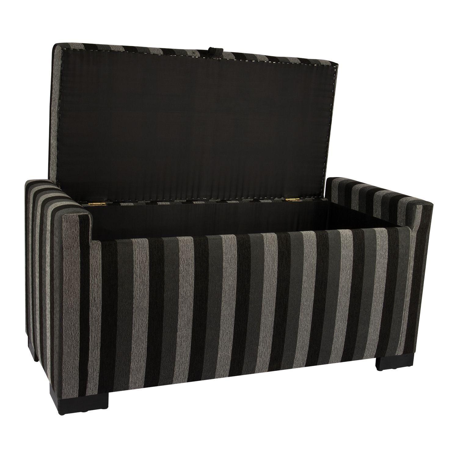 Banqueta con Baúl Leyzy Rayas-Negras 40X55X105 cm Máxima Design-2
