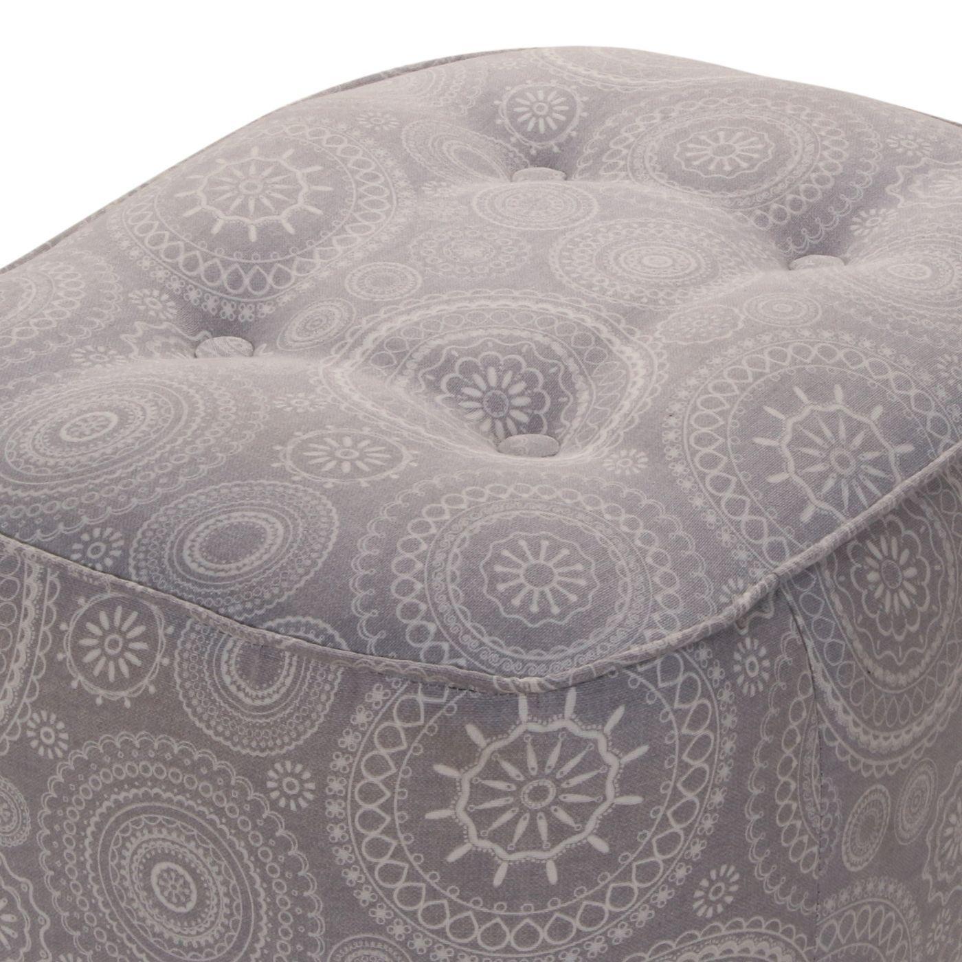 Pouf Máxima Mándala Gris Estampado 55x45x45 cm Máxima Design-4