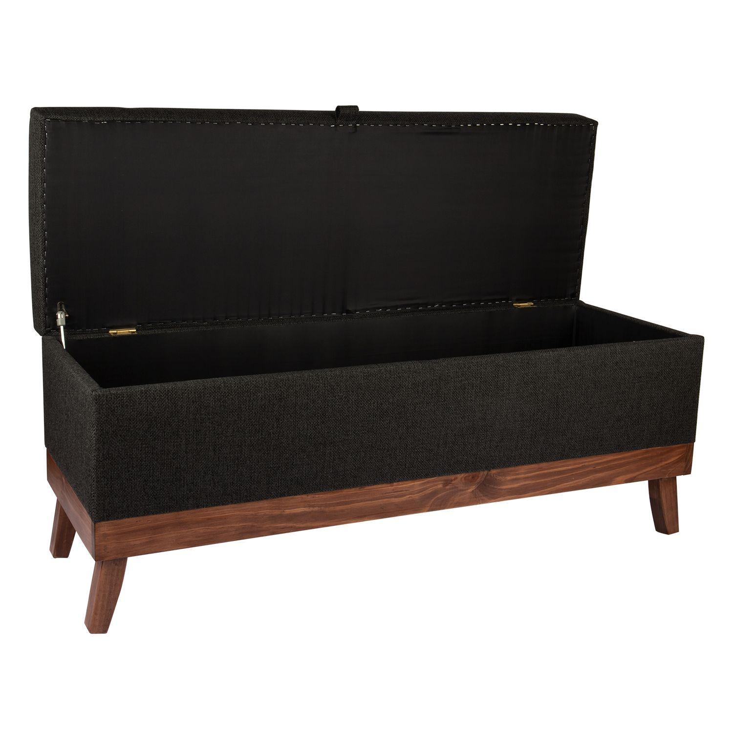 Banqueta con Baúl Incy Negro Delta 120x40x50 cm Máxima Design-2