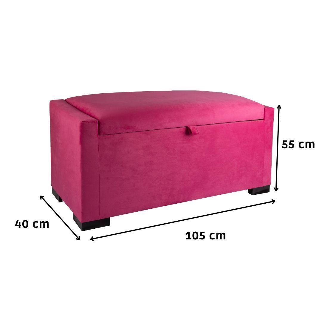 Banqueta con Baúl Leyzy Fucsia Felpa 40X55X105 cm Máxima Design-3