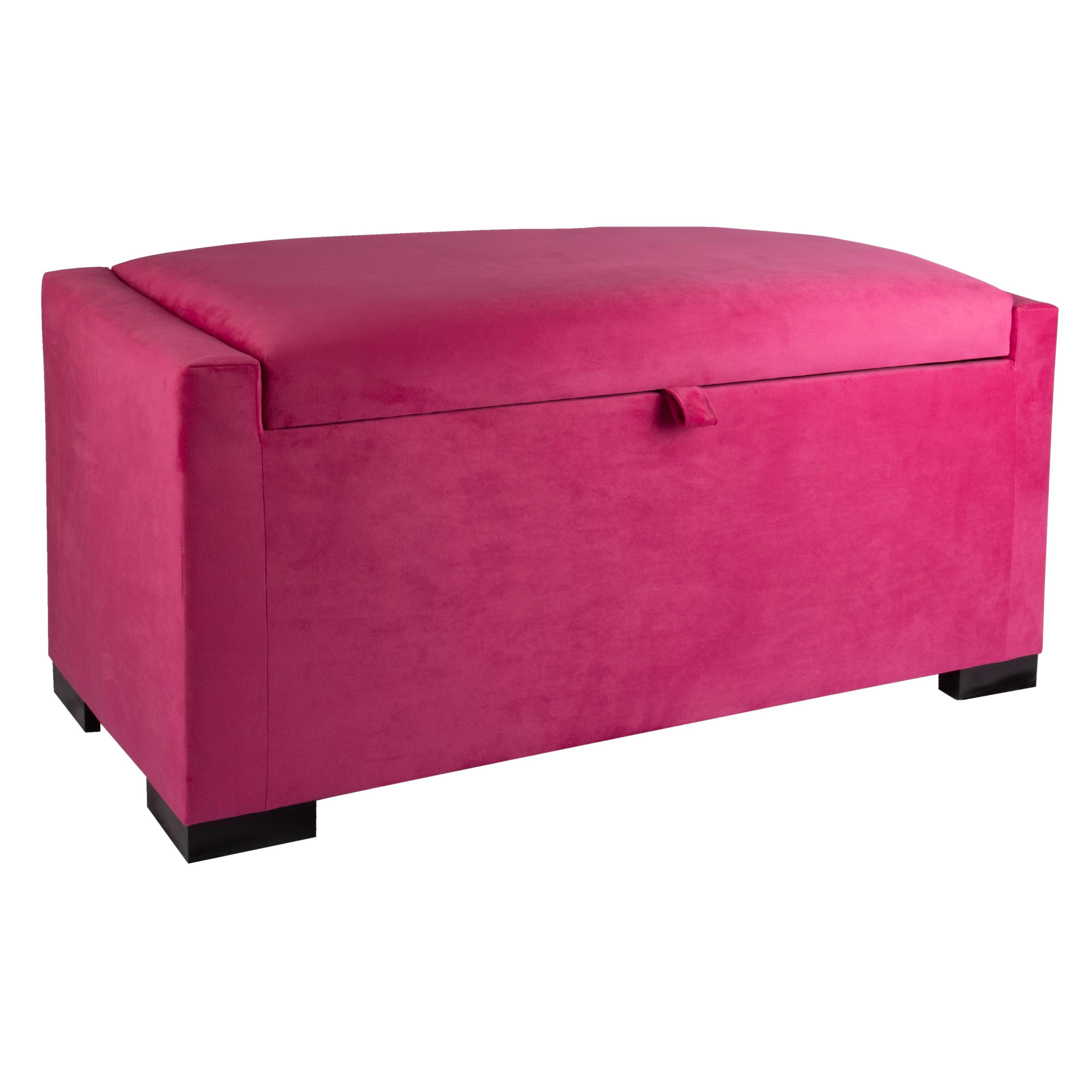 Banqueta con Baúl Leyzy Fucsia Felpa 40X55X105 cm Máxima Design-7