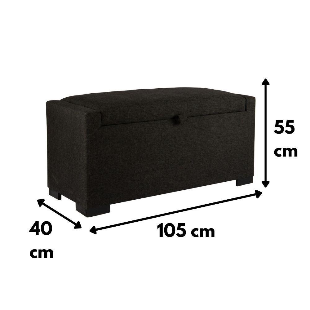 Banqueta con Baúl Leyzy Grafito Delta 40X55X105 cm Máxima Design-5