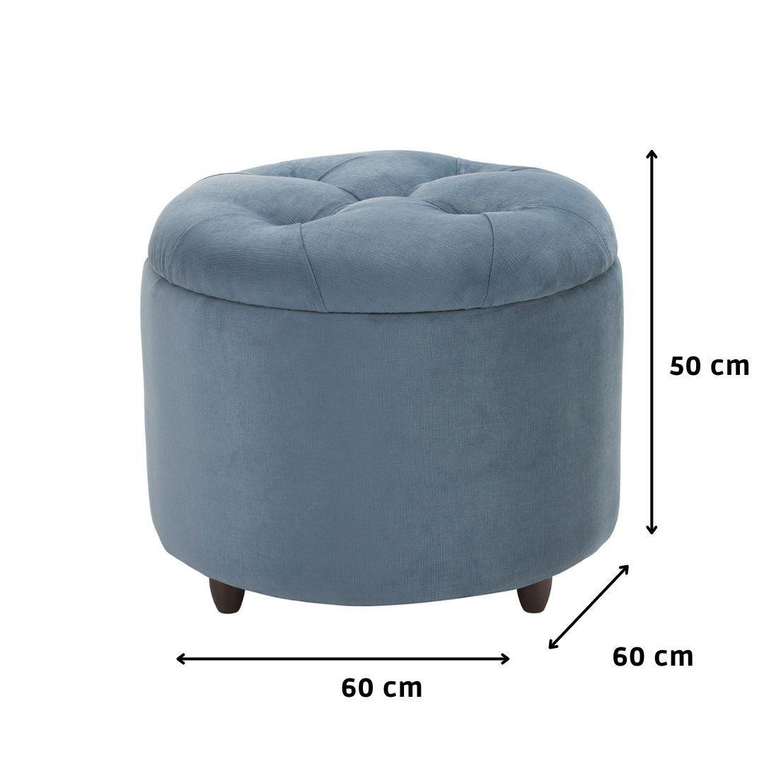 Pouf Baúl Zoe Azul Petróleo Felpa Grabada 60x60x50 Cm-6