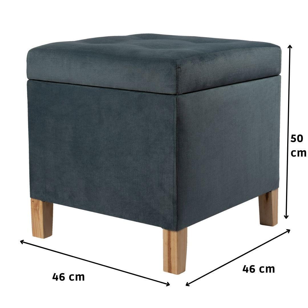 Pouf-Baúl Rucato Gris Felpa 46x46x50 cm Máxima Design-3