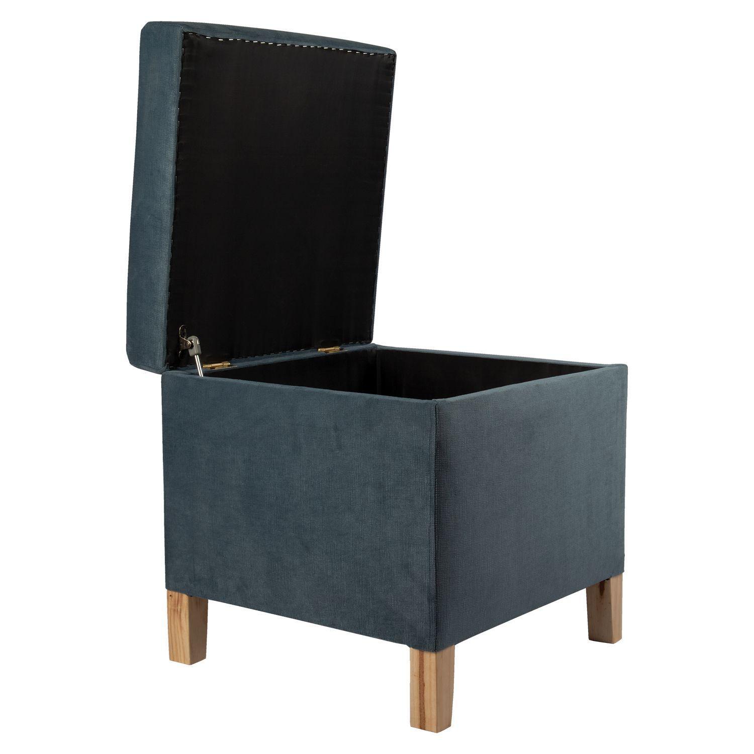 Pouf-Baúl Rucato Gris Felpa 46x46x50 cm Máxima Design-2