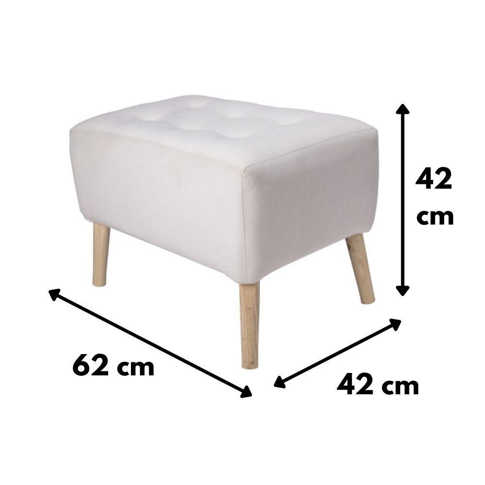 Pouf Petrum con Capitoné Blanco 62x42x42 cm Máxima Design-6