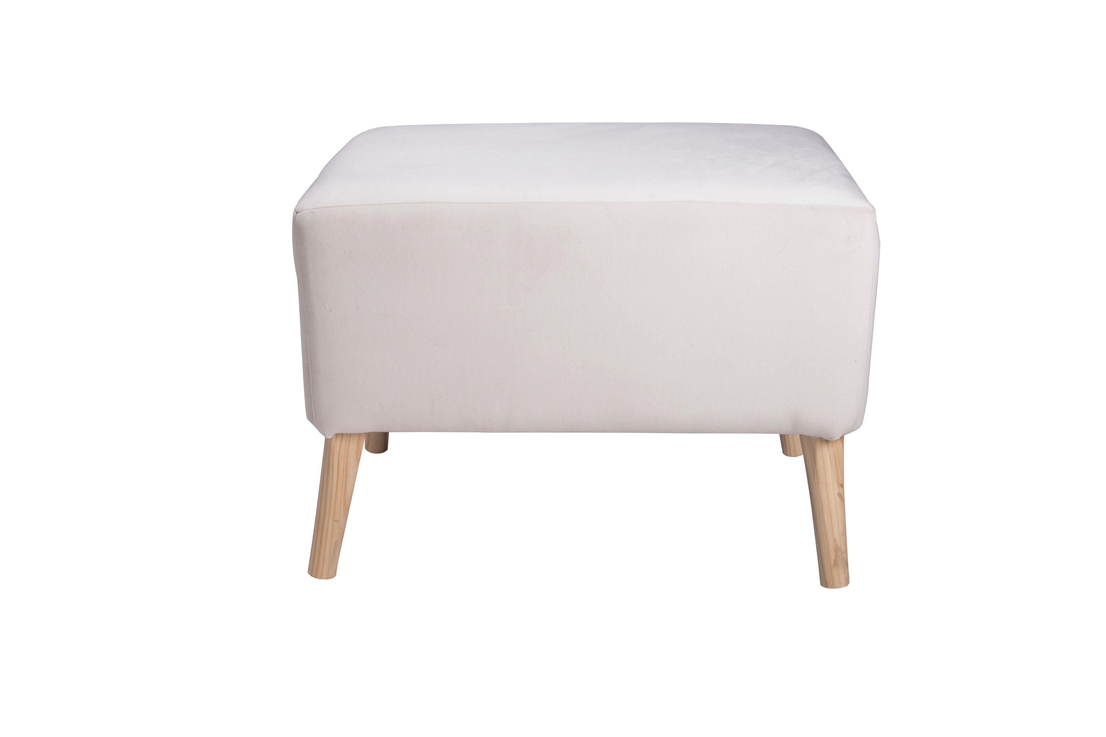 Pouf Petrum con Capitoné Blanco 62x42x42 cm Máxima Design-3
