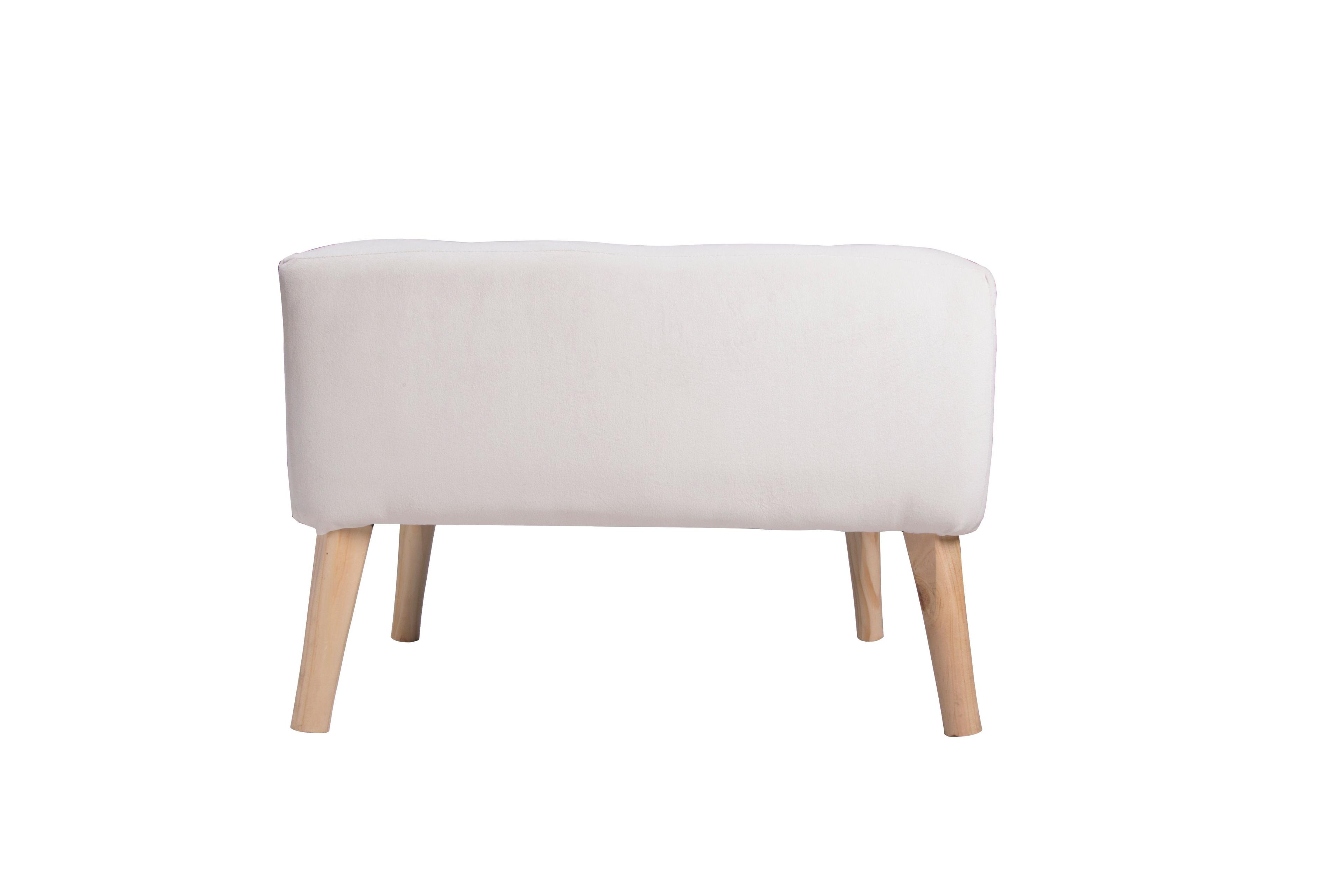 Pouf Petrum con Capitoné Blanco 62x42x42 cm Máxima Design-2