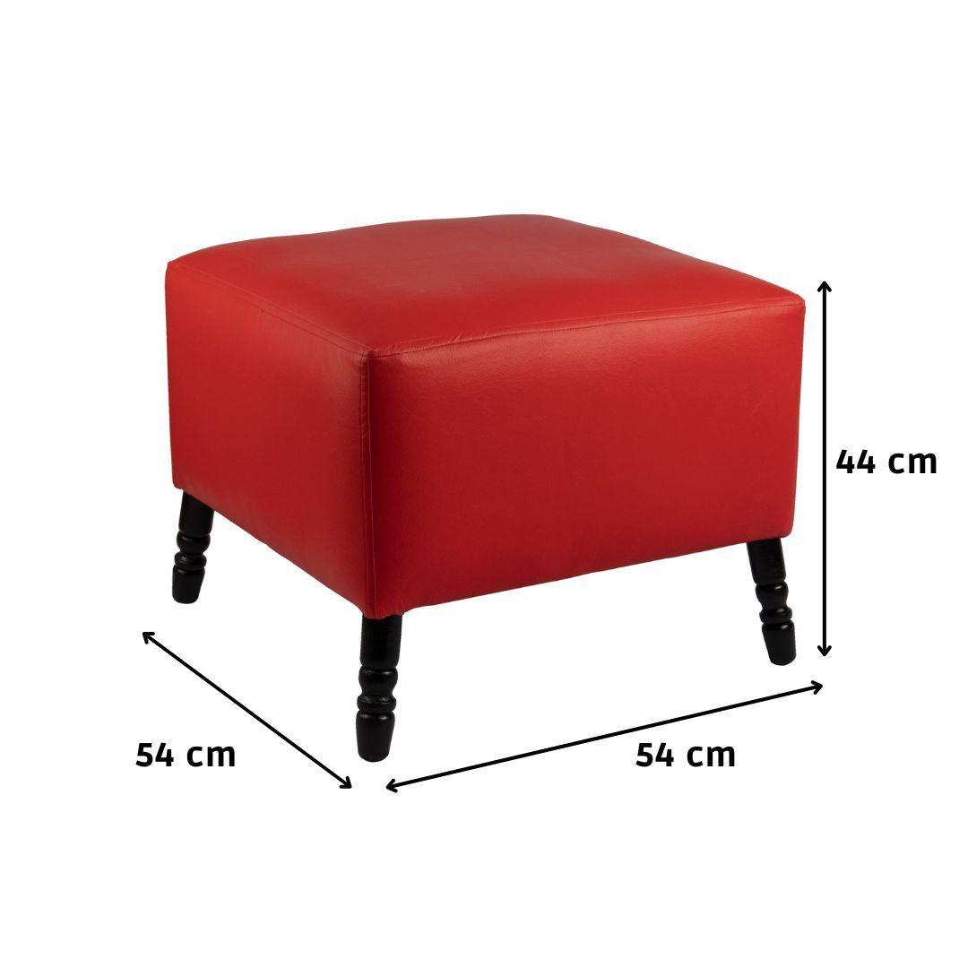 Pouf Alejandro Diseño Rojo Felpa 54x54x44 cm Máxima Design-3