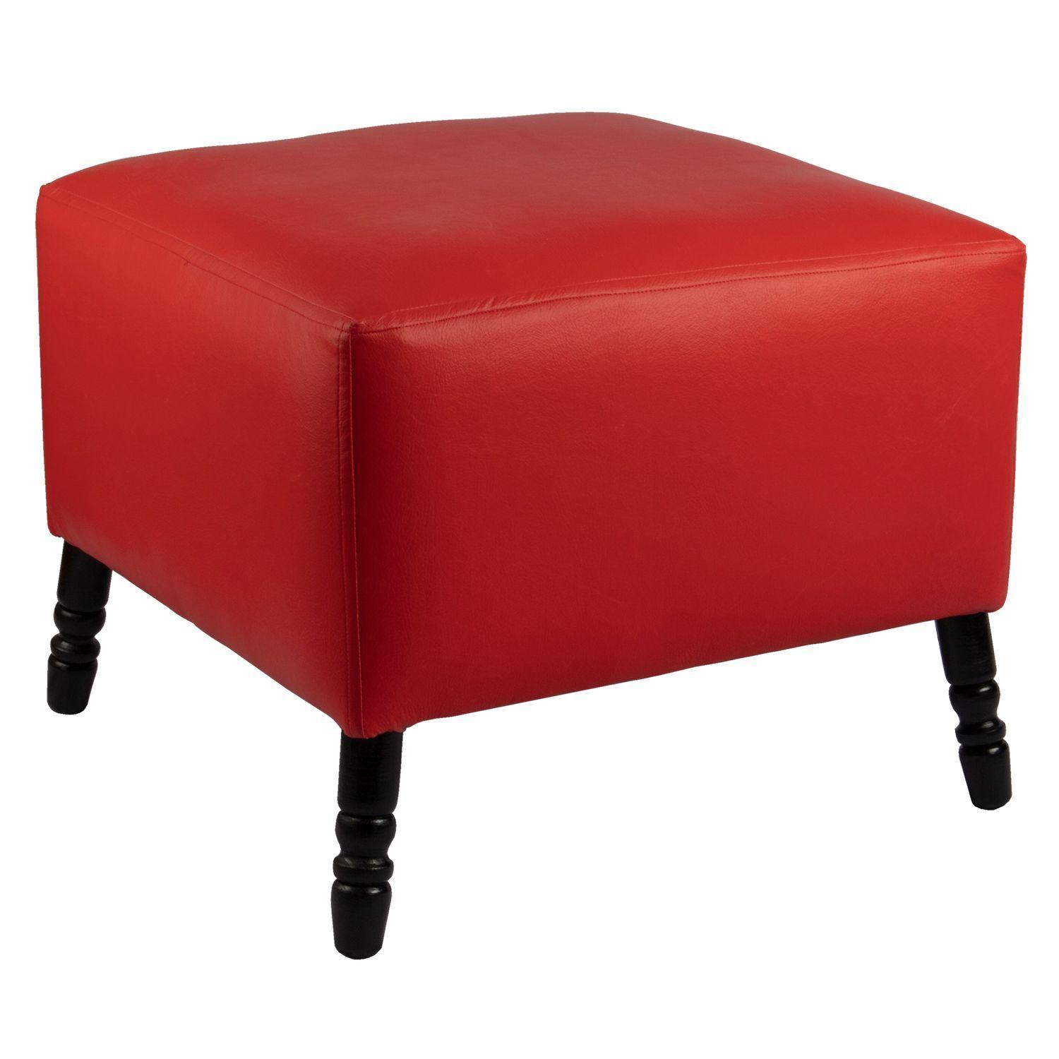 Pouf Alejandro Diseño Rojo Felpa 54x54x44 cm Máxima Design-2