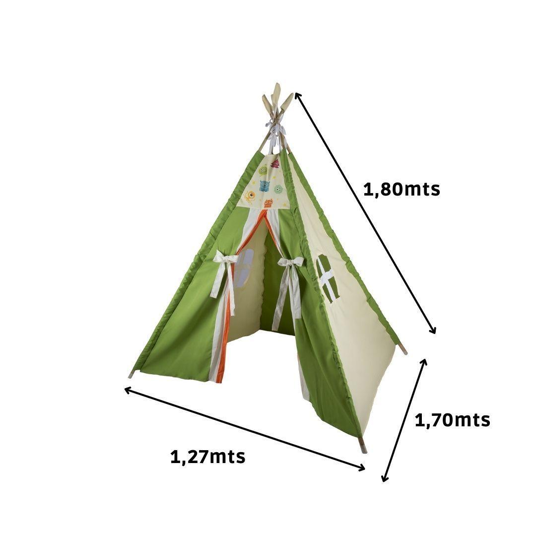 Carpa Tipi Monstruito Verde Textil 120x170x180 cm Máxima Design-3