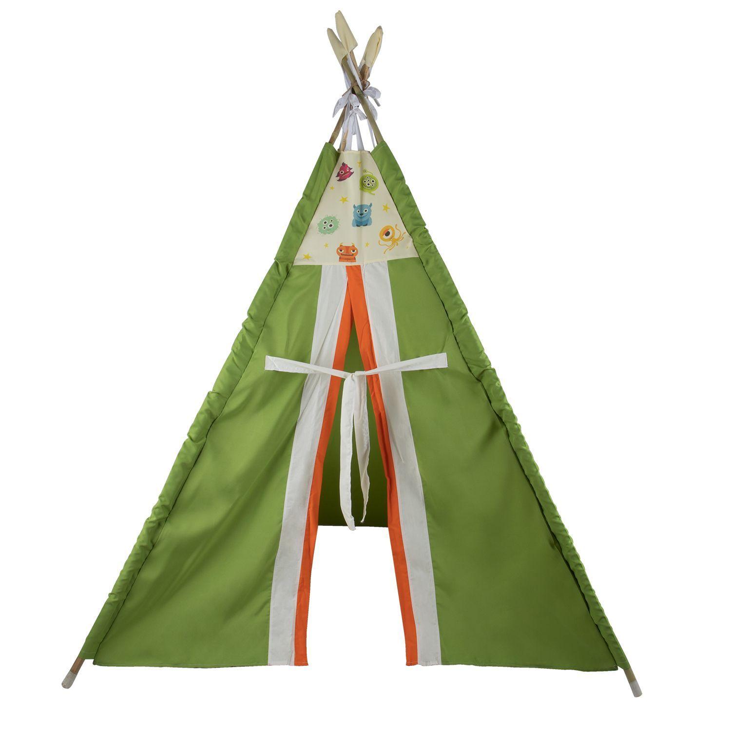 Carpa Tipi Monstruito Verde Textil 120x170x180 cm Máxima Design-2