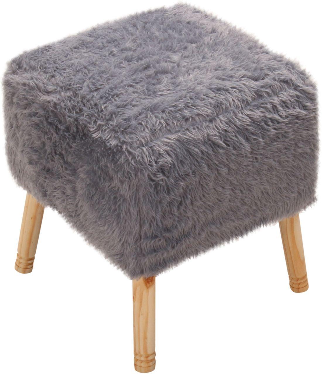 Pouf Kira Diseño Gris Piel Sintética  42x42x43 cm Máxima Design-2