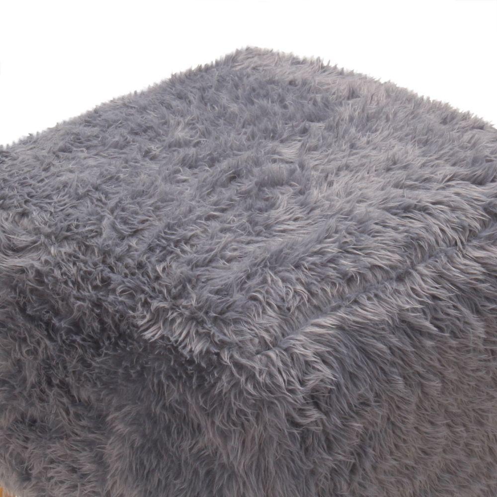 Pouf Kira Diseño Gris Piel Sintética  42x42x43 cm Máxima Design-5