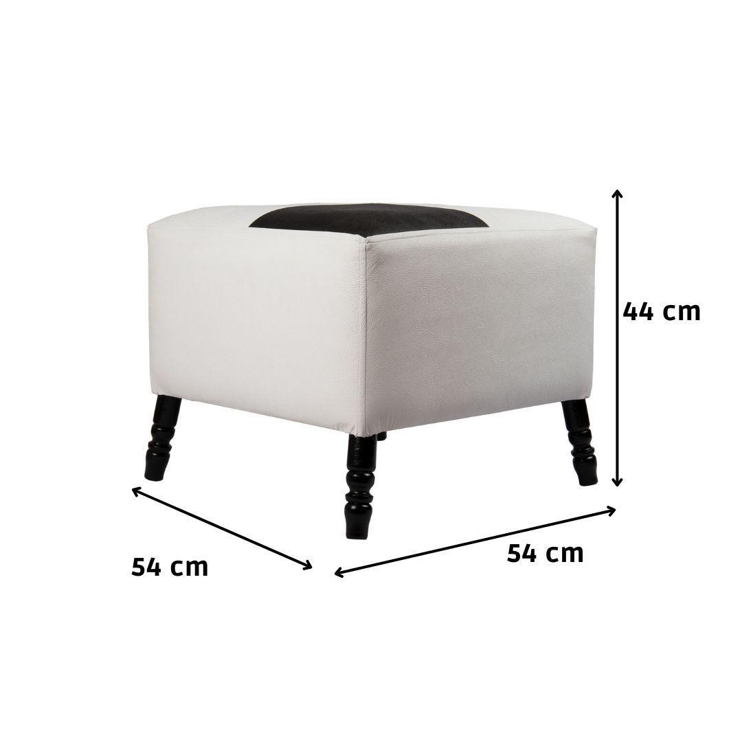 Pouf Alejandro Diseño Blanco-Negro Eco Cuero 54x54x44 cm Máxima Design-4