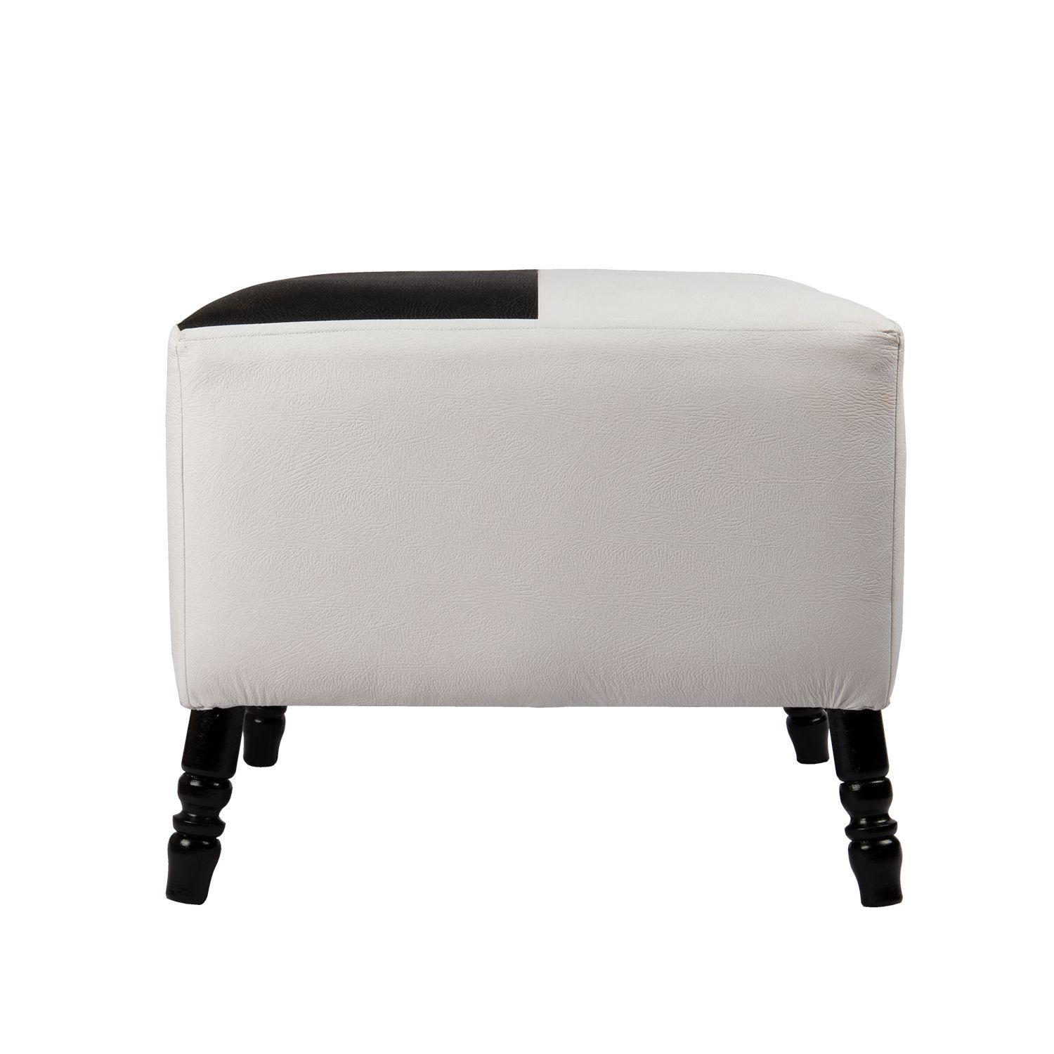 Pouf Alejandro Diseño Blanco-Negro Eco Cuero 54x54x44 cm Máxima Design-0