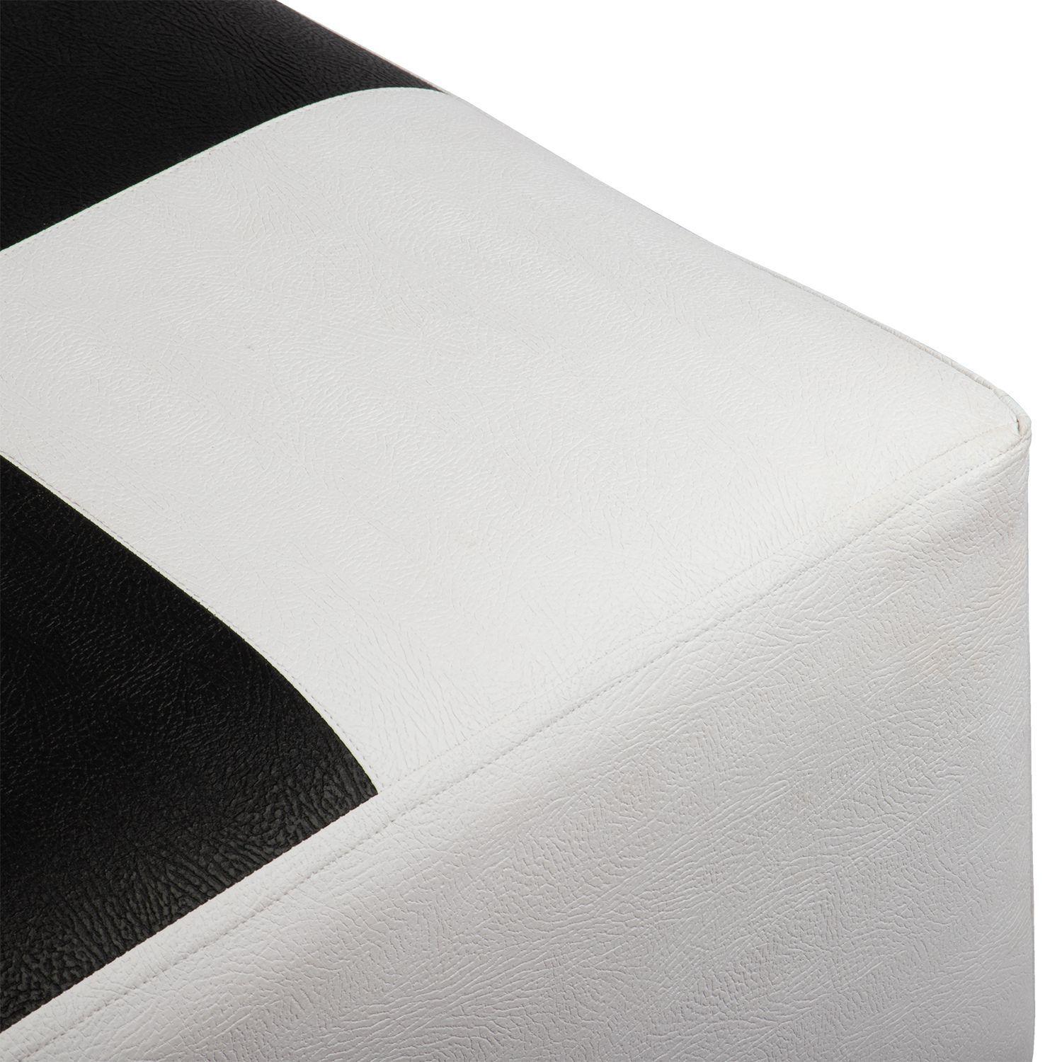 Pouf Alejandro Diseño Blanco-Negro Eco Cuero 54x54x44 cm Máxima Design-6