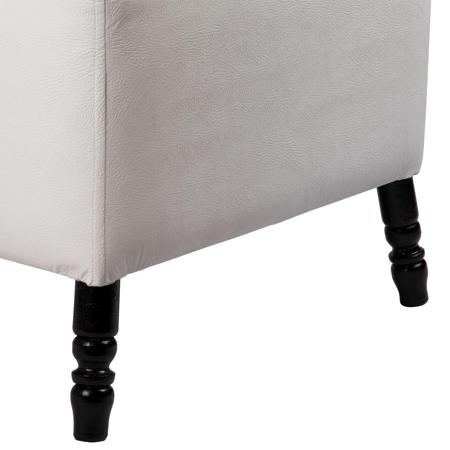 Pouf Alejandro Diseño Blanco-Negro Eco Cuero 54x54x44 cm Máxima Design-5