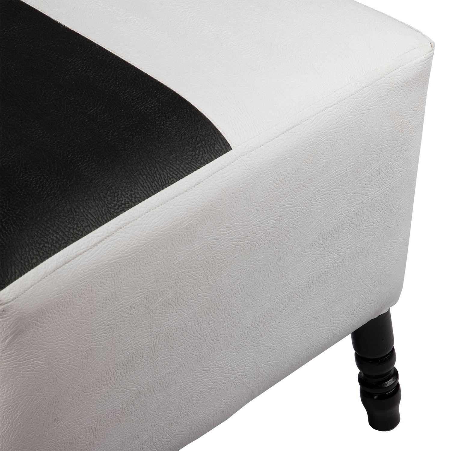 Pouf Alejandro Diseño Blanco-Negro Eco Cuero 54x54x44 cm Máxima Design-7