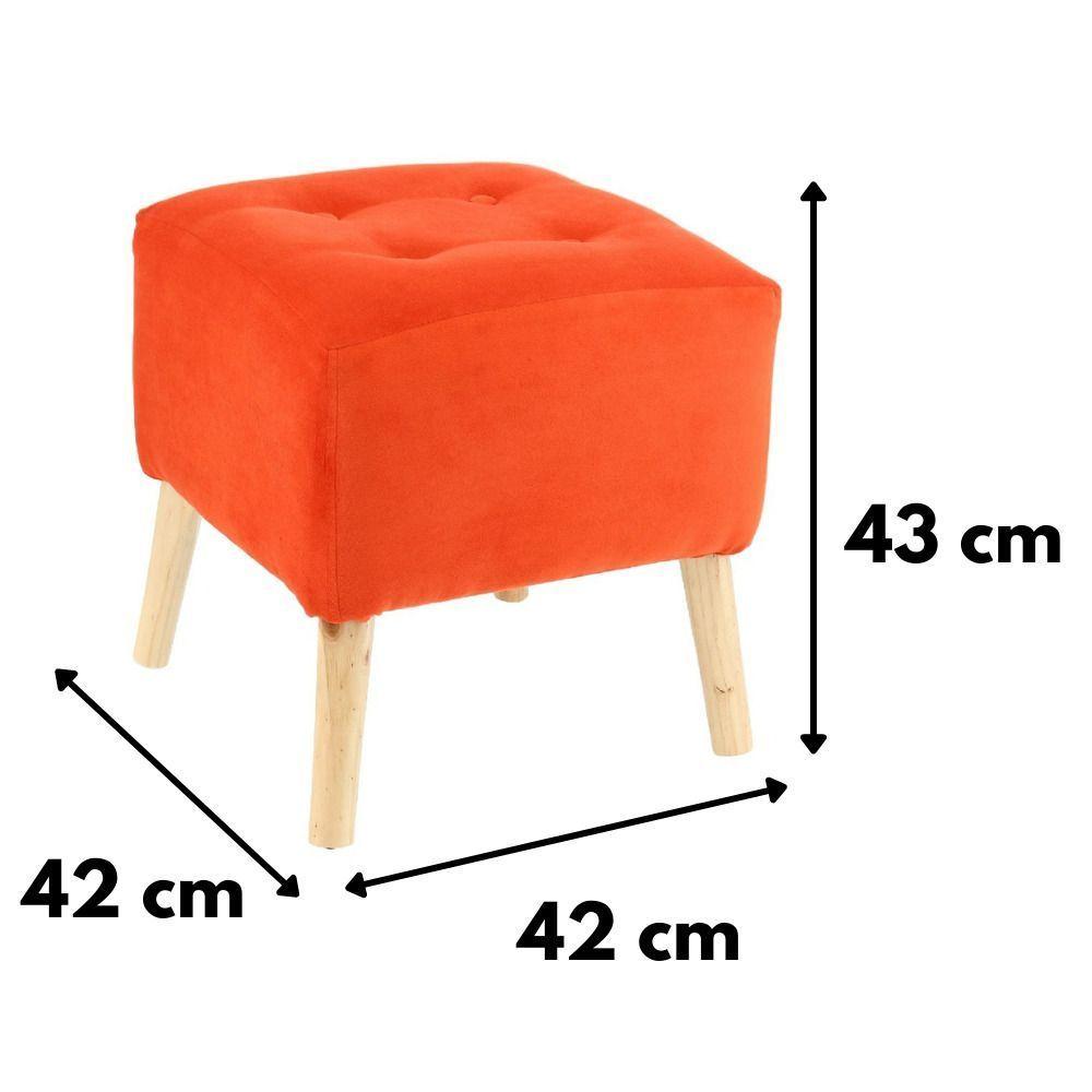 Pouf Alemania Naranjo Felpa 42x42x43 cm Máxima Design-3