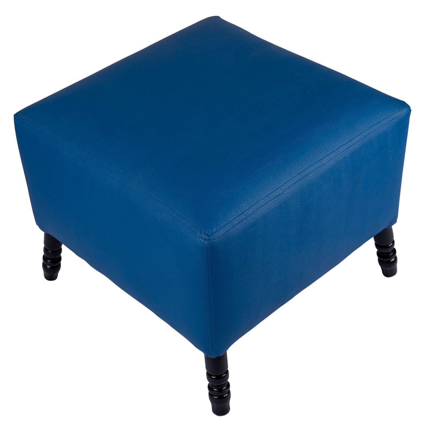 Pouf Alejandro Diseño Azul Eco Cuero 54x54x44 cm Máxima Design-2
