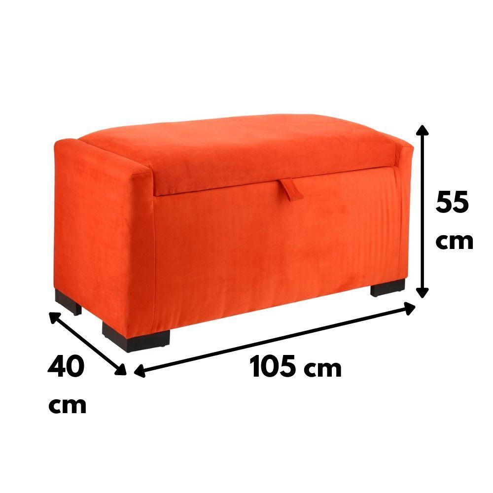 Banqueta con Baúl Leyzy Naranjo Felpa con Baúl 40X55X105 Cm-6