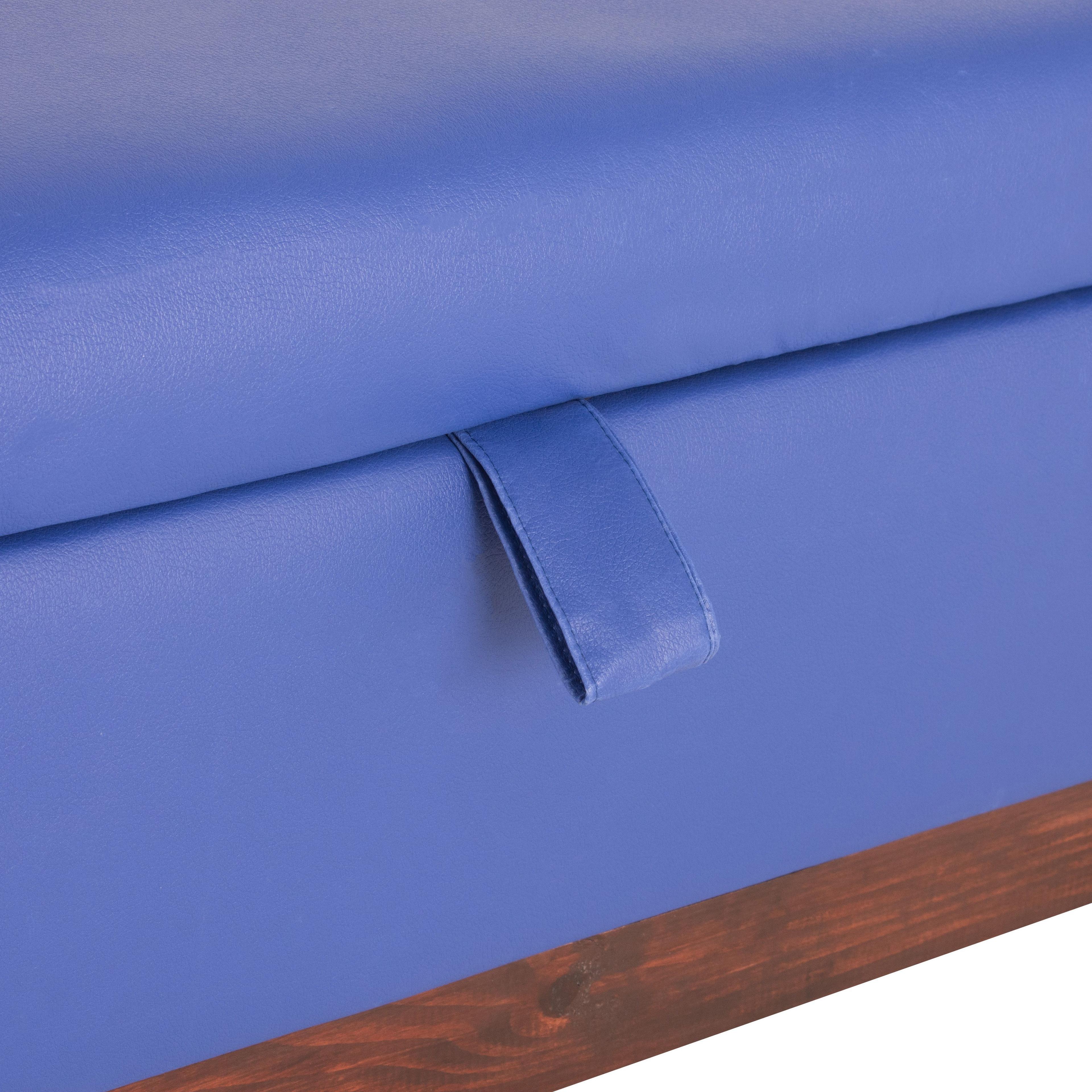 Banqueta con Baúl Incy Azul Eco Cuero 120x40x50 cm Máxima Design-5
