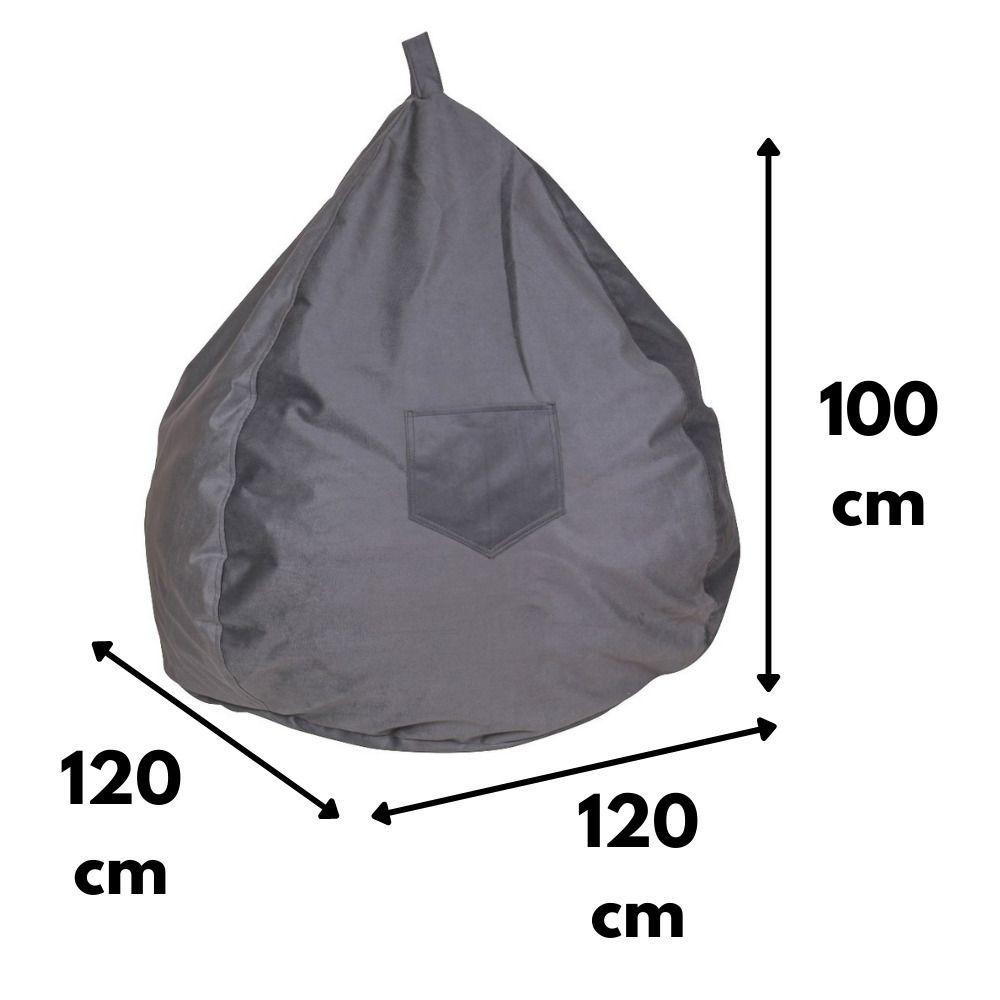 Pouf Pera Felpa Gris 100x120x120 Cm Máxima Design-3