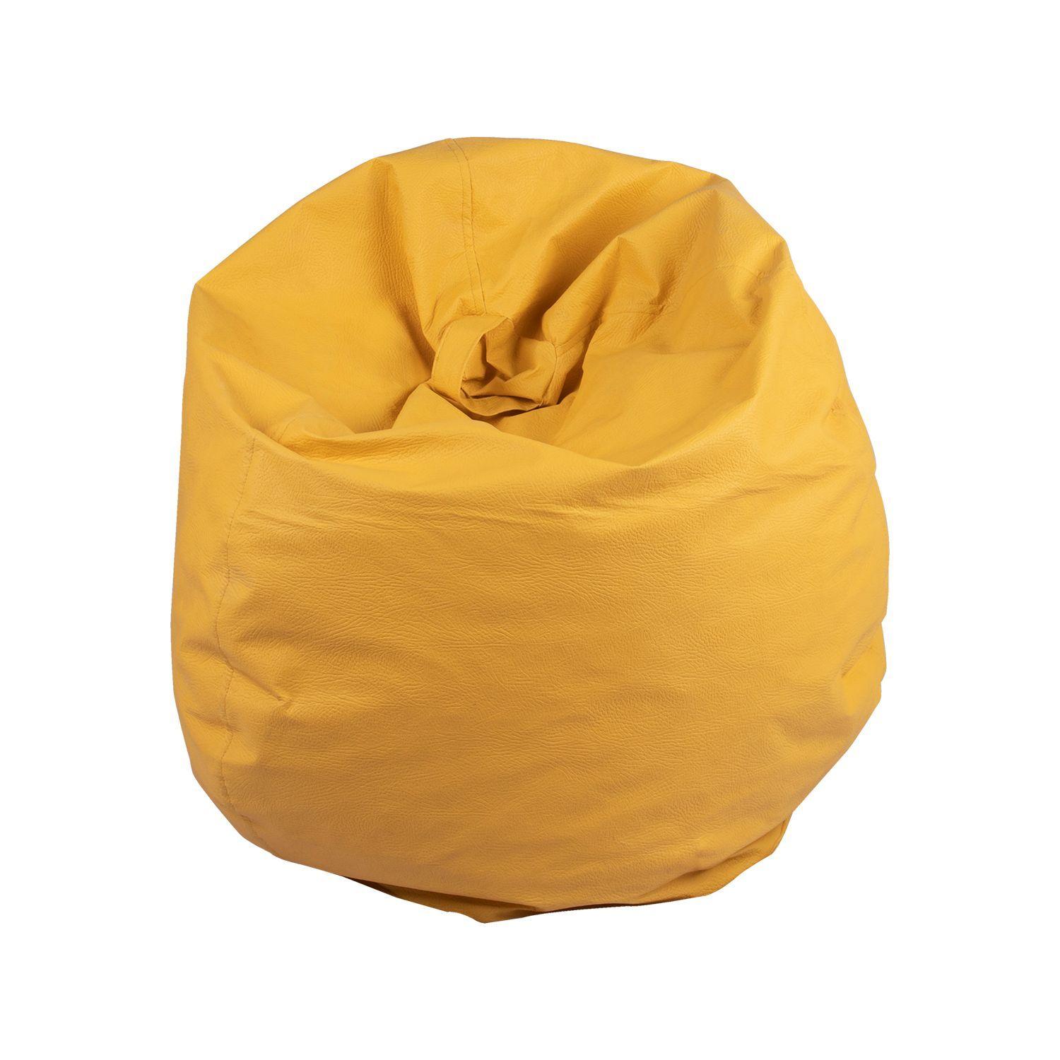 Funda (sin relleno) Pouf Pera Amarilla Eco Cuero 80x80x80 cm Máxima Design-2