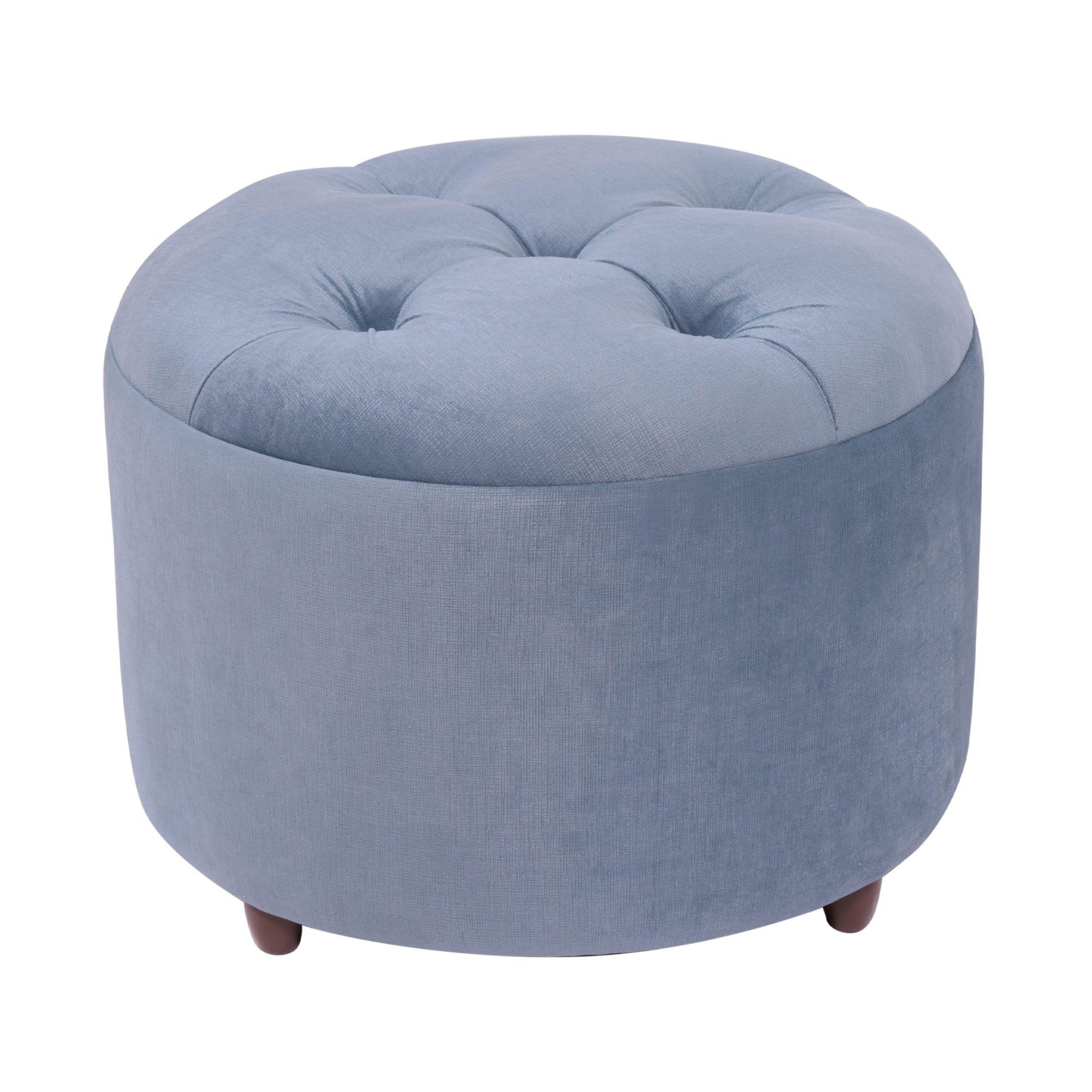 Pouf sin Baúl Zoe Azul Petróleo Felpa 60x60x50 Cm -0