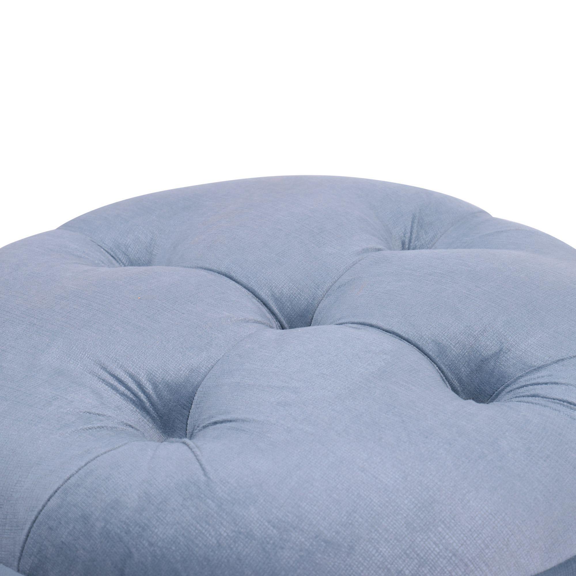 Pouf sin Baúl Zoe Azul Petróleo Felpa 60x60x50 Cm -1