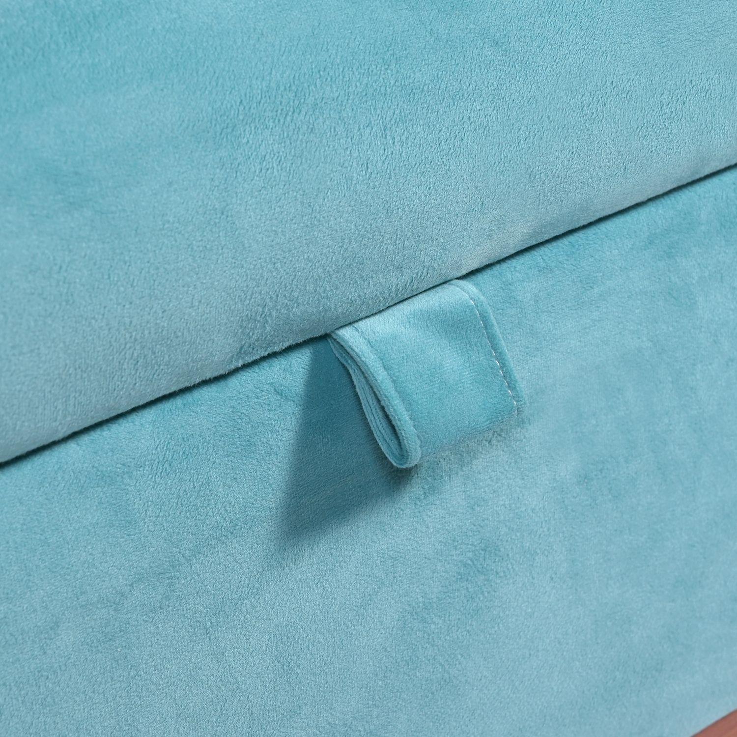 Banqueta con Baúl Incy Turquesa Felpa 120x40x50 cm Máxima Design-3