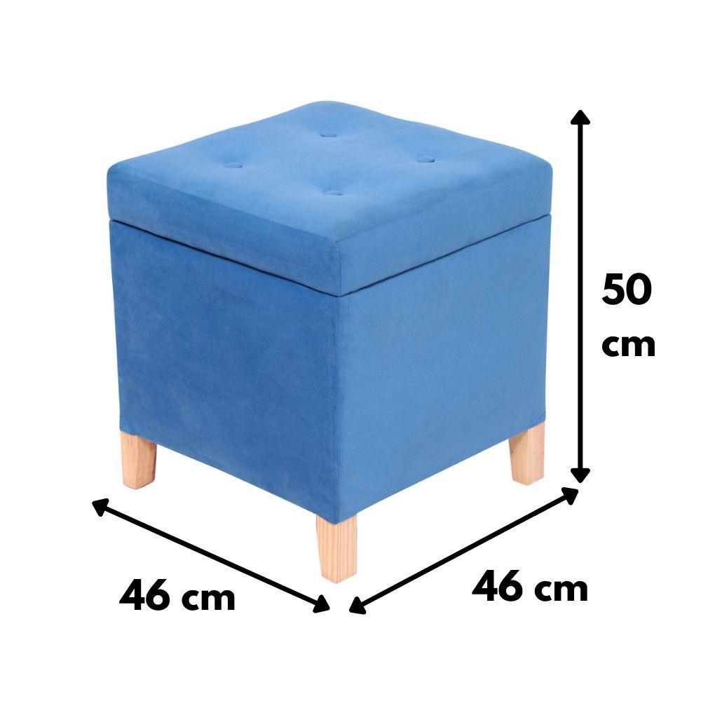 Pouf Baúl Rucato Azul Felpa 46x46x50 cm Máxima Design-3