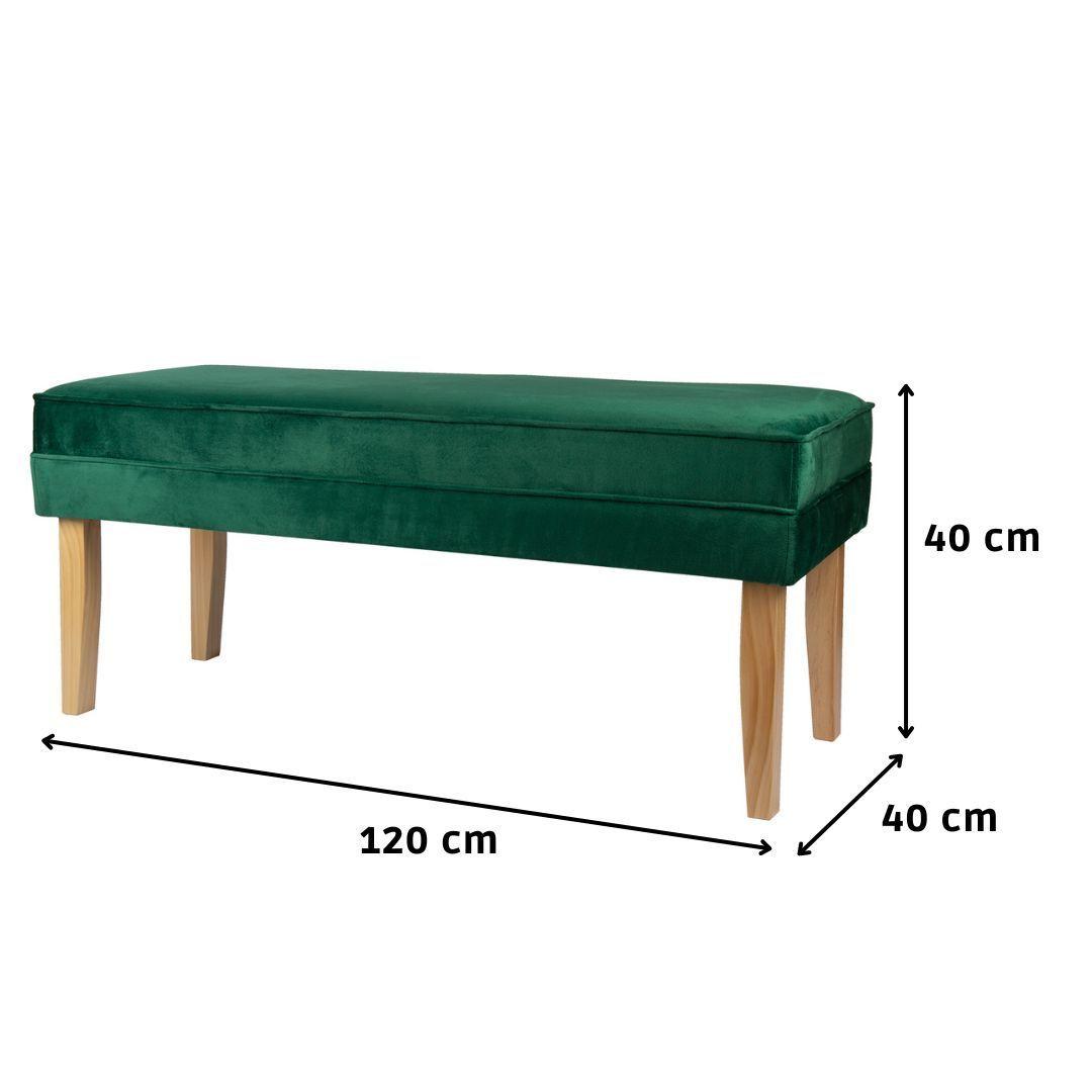 Banqueta Style Verde Botella Felpa 100x40x40 cm de Máxima Design-2