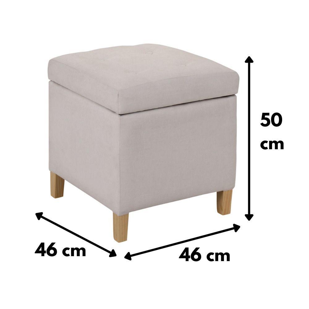 Pouf Baúl Rucato Blanco Felpa 46x46x50 cm Máxima Design-3